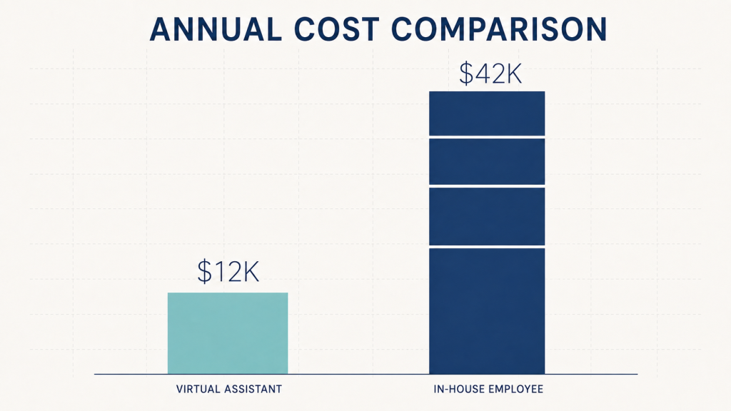 Annual cost comparison of a virtual assistant versus a full-time employee
