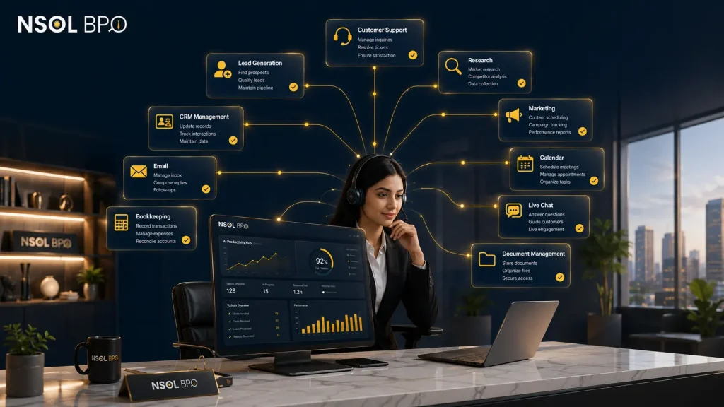 Managed BPO virtual assistant providing customer service, lead nurturing, and administrative support for business growth.