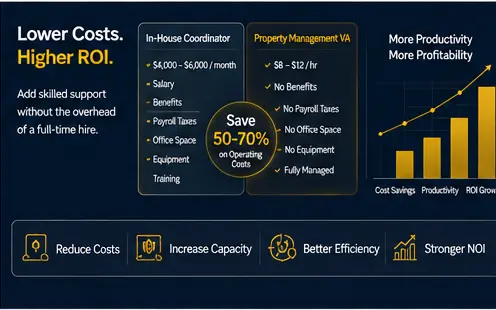 Property manager working with a virtual assistant to improve tenant service, streamline operations, and grow a property portfolio
