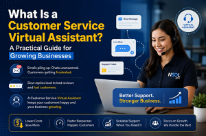 Customer service virtual assistant handling support tickets for a US business